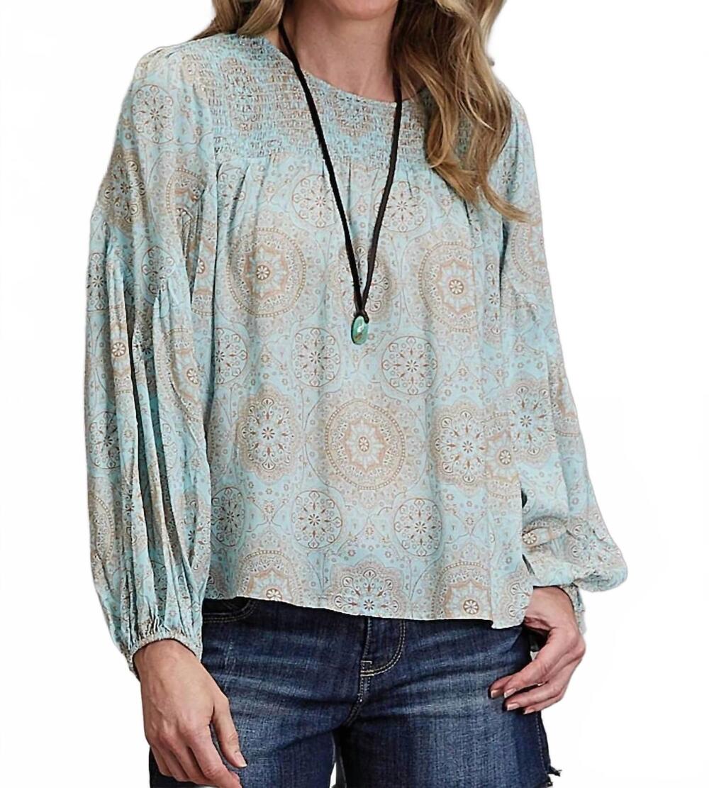 NEW STETSON long sleeve peasant blouse in mandala print